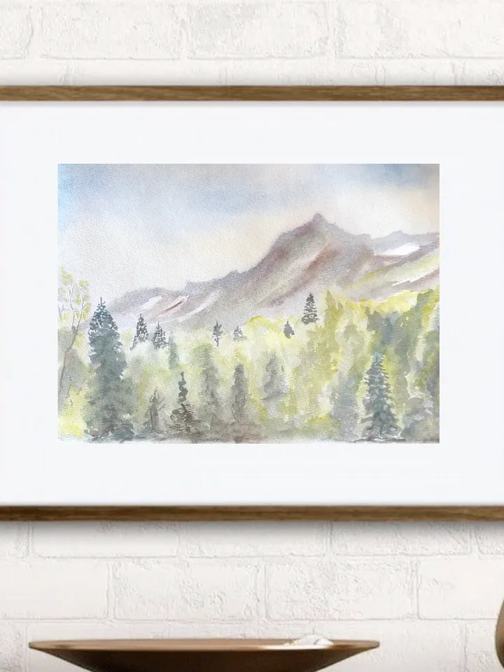 Mountains landscape wall art hand painted modern original watercolour painting