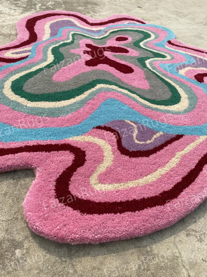 Funky rug, stunning pink rug, hand-tufted area rug, kitchen rug, living room rug, kids' rug, 3x5, 5x7, 6x9, 7x10, 8x10, 9x12, custom rug.