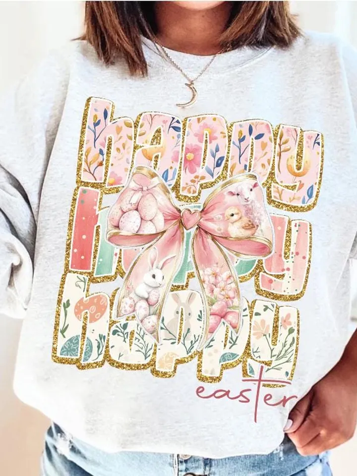 Happy Easter Coquette PNG, Retro Easter Png, Easter Bunny Png, Floral Spring Png, Pink Easter Coquette Bow Png, Easter Shirt Design