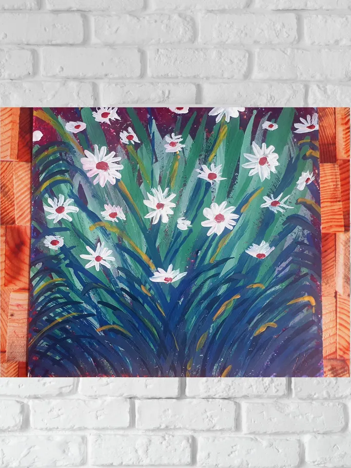 White Wildflowers Mixed Media Painting on Watercolor Paper