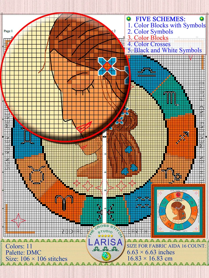 Virgo Cross Stitch Pattern | Virgo Zodiac Sign