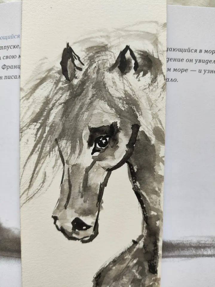 Handpainted bookmark.Original art.Horse