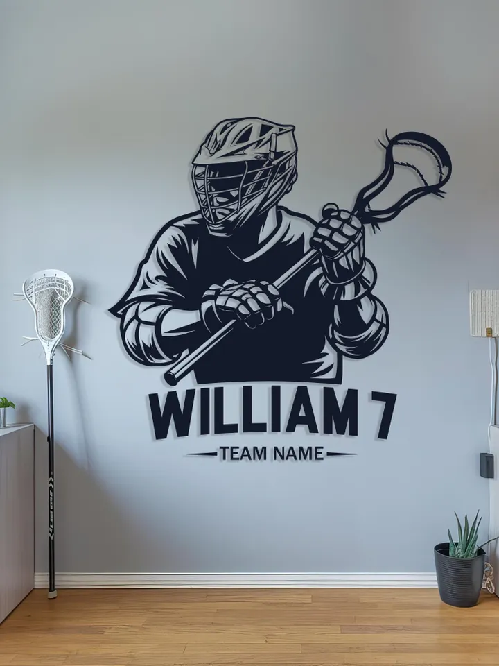 Personalized Lacrosse Wall Decal Custom Name Sticker Sport Decoration Gift l1