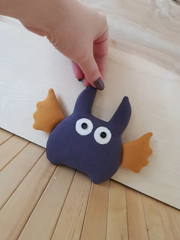 Halloween doll pattern PDF for sewing bat, digital tutorial in English, rag doll diy