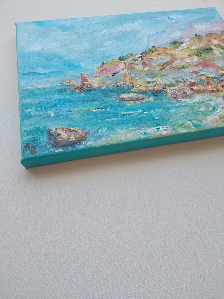"Sea Bay" Landscape with oil on canvas 35x25cm (14x10inches)