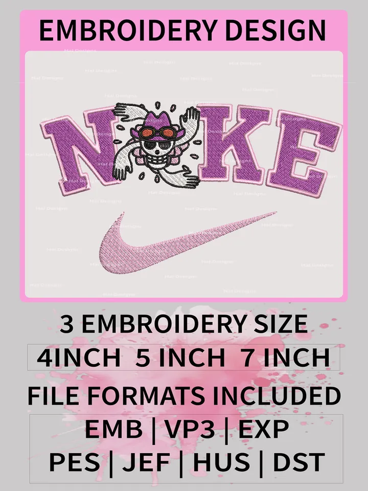 Nike Nico Robin Machine Embroidery Pattern – One Piece x Nike Embroidery Design 🌸🏴‍☠️✔️