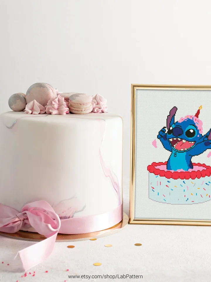Lilo and Stitch Birthday Cake Cross stitch pattern | Embroidery Pattern | Instant Download | Embroidery Designs