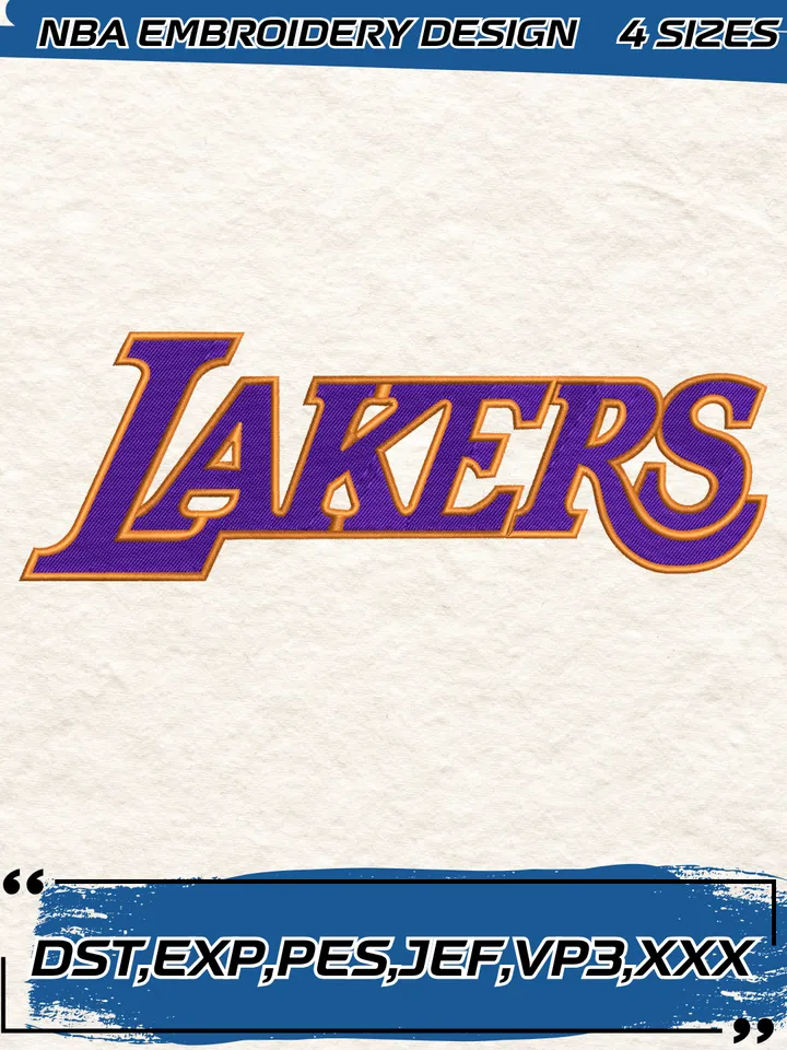 Los Angeles Lakers Logo Embroidery Designs,NBA Logo Embroidery Files, Machine Embroidery Design File, 4 Sizes,Digital Download