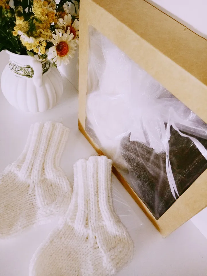 Knitted Socks for Newborns 2 pairs 6 months - 1 year 4.3 in Handmade for a Baby