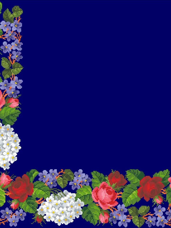 Antique Cross Stitch Pattern Corner of Flowers Counted Digital Download PDF