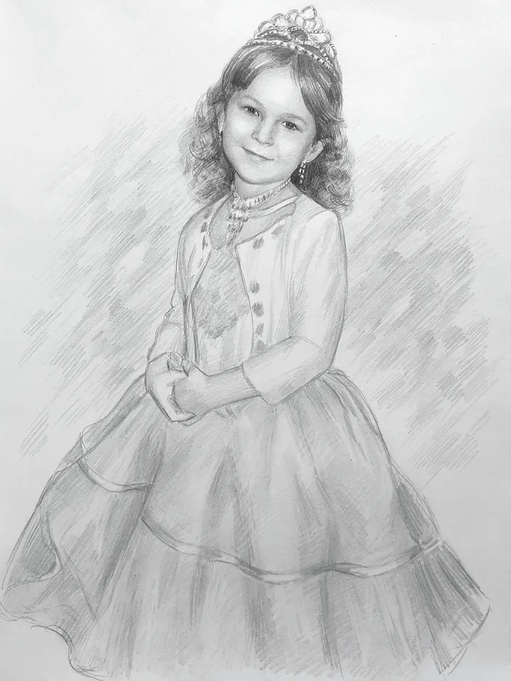 Pencil baby portrait to order from photo | Custom portrait of a girl with graphite pencils | Handcrafted Custom pencil drawing from photo