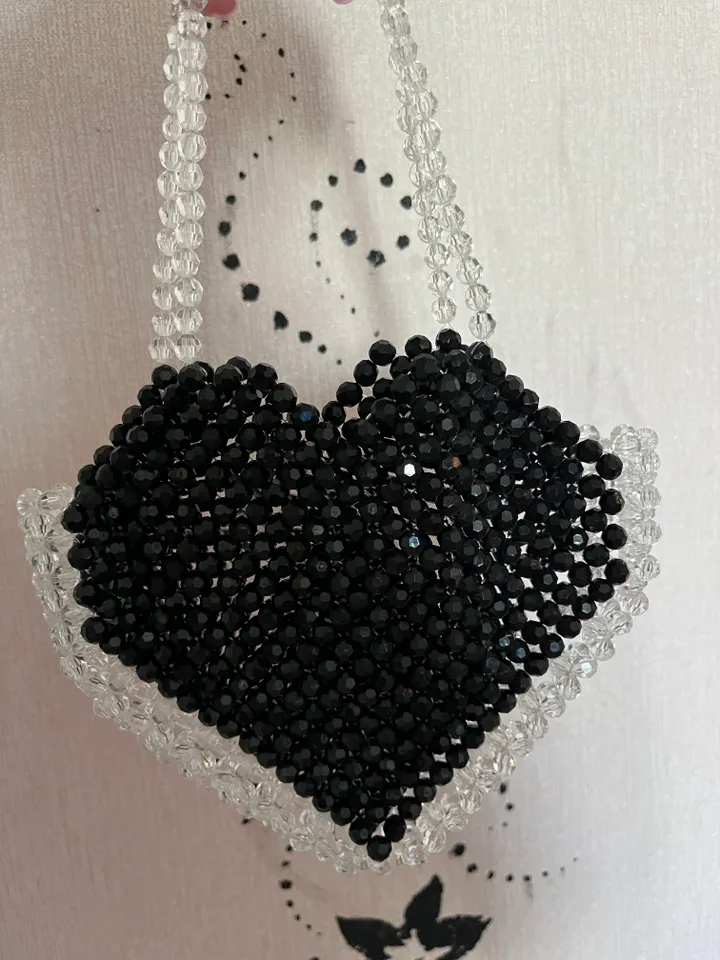 Handbag - heart made of beads