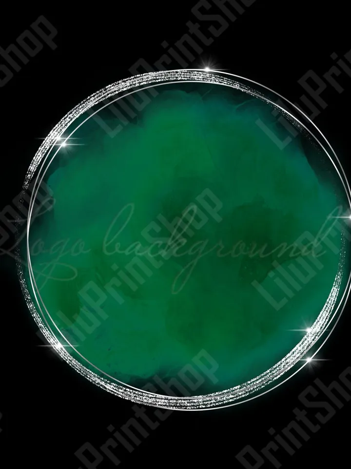 Emerald Green Logo Background Png Watercolor green  & silver frame logo design of Alcohol ink . digital instant download