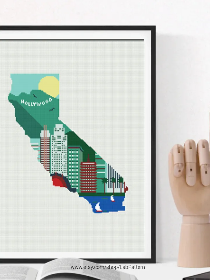California State Silhouette Cross stitch pattern | Embroidery Pattern | Instant Download | Embroidery Designs