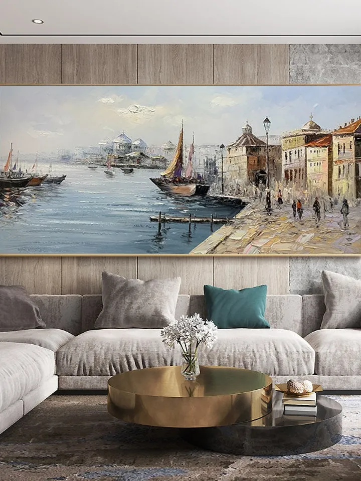 PANORAMIC WALL ART - Bridge Photography - River Landscape Abstract Extra Large Artwork - Living Room Decor