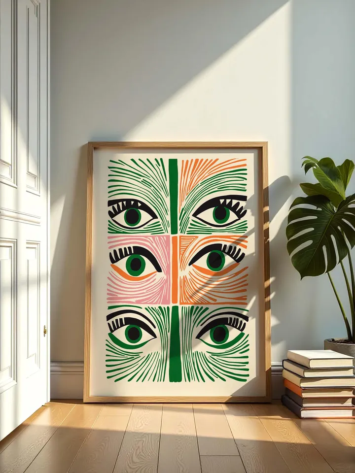 Abstract Eye Wall Art, Colorful Modern Eye Prints, Minimalist Digital Eye Poster, Vibrant Home Office Decor, Instant Download, Crazy eyes