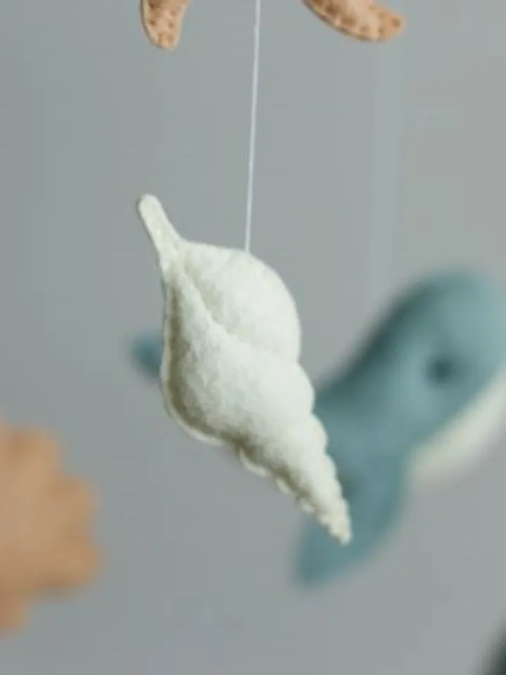 Handcrafted Whale, Turtle, Dolphin and Ocean Themed Felt Baby Mobile - Customizable Nursery Decor