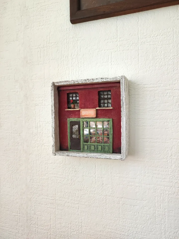 Shadow box 3D painting miniature on the wall Old Confectionery