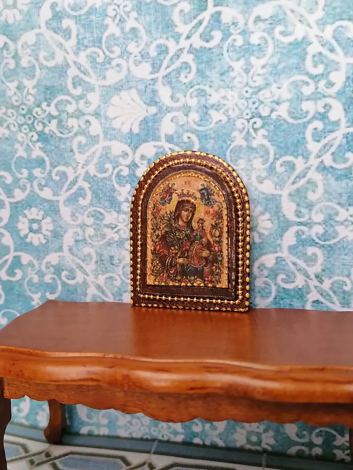 Miniature icon. Christmas icon.1:12 scale.Dollhouse miniature. Christmas. 1:12.Handmade. Ancient icon.