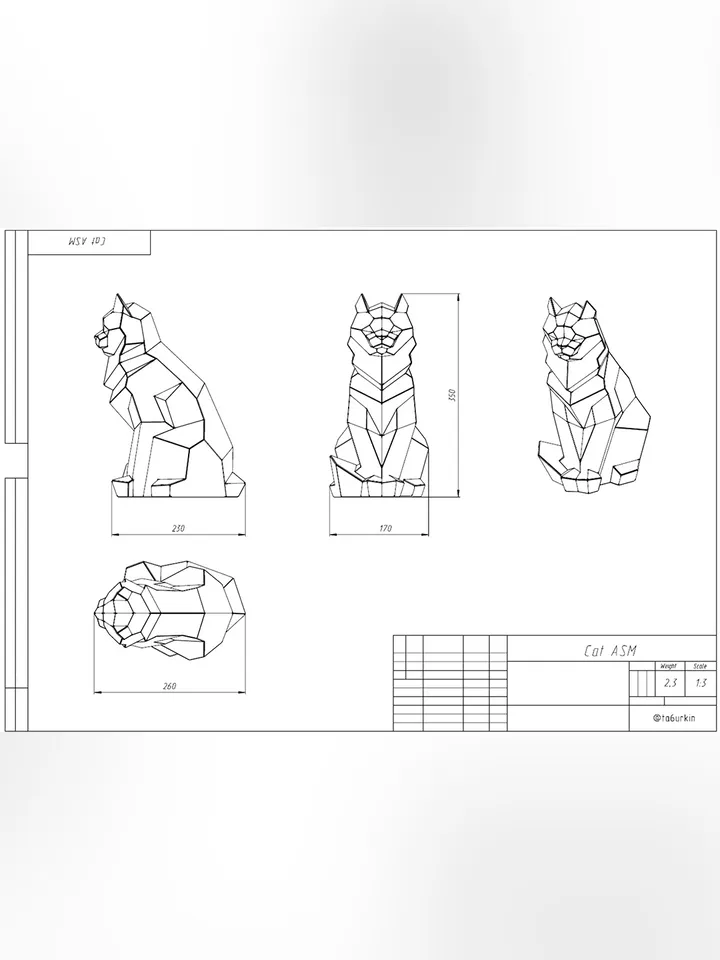 Welding Project Plans Drawings Cat (DXF, PDF)