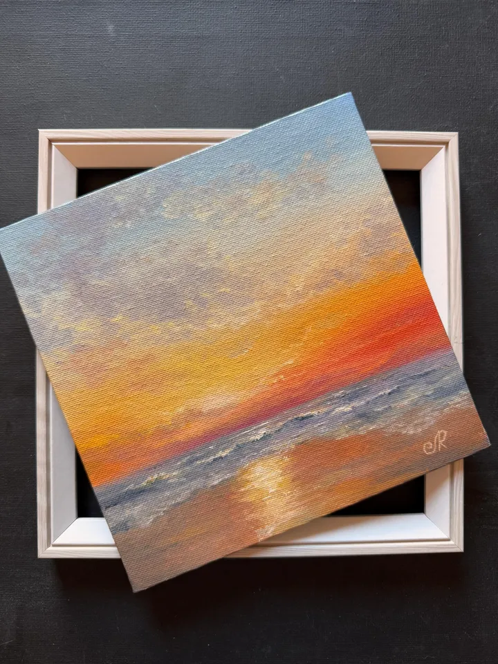 Seascape Original Art Sunset Oil Painting Coast Wall Art Sunrise Painting
