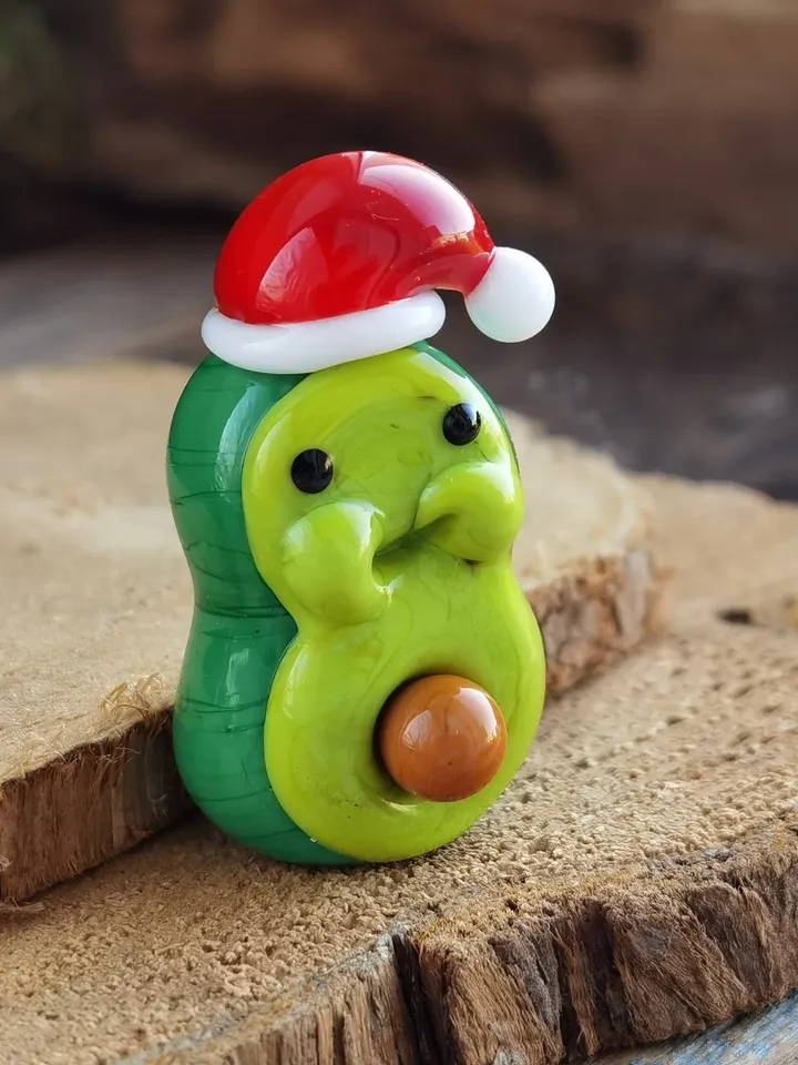 KAWAII AVOCADO figurine Miniature Avocado Glass Avocado beads Vegetable beads Miniature animals Vegatable ornament Decor Glass figurines