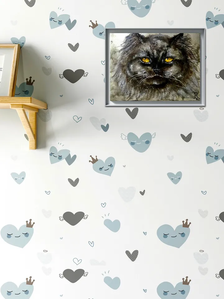 Black Persian cat painting,original watercolor painting,cat original painting,animals wall art,cat lovers gift,home decor wall art.
