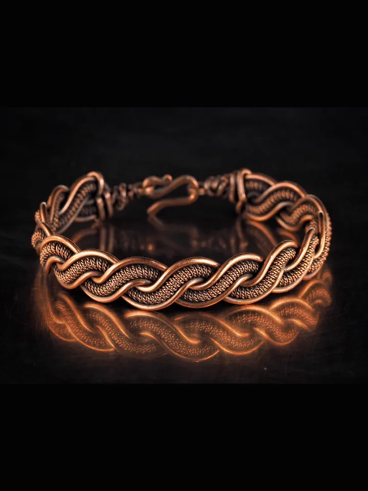 Unique handmade copper wire wrapped bracelet for woman Woven wire copper jewelry Wire wrap art copper jewelry Handmade