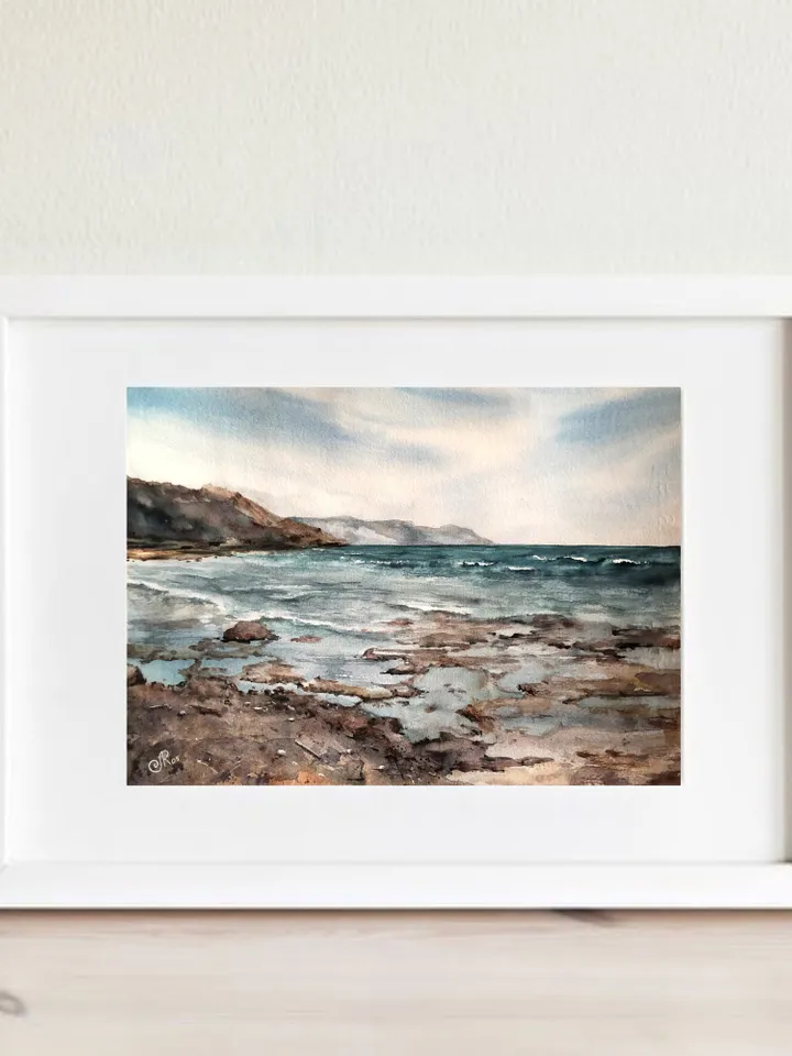 Seascape Original Coastal painting Watercolor Painting Seascape Wall art Ocean Painting Sea Landscape Painting