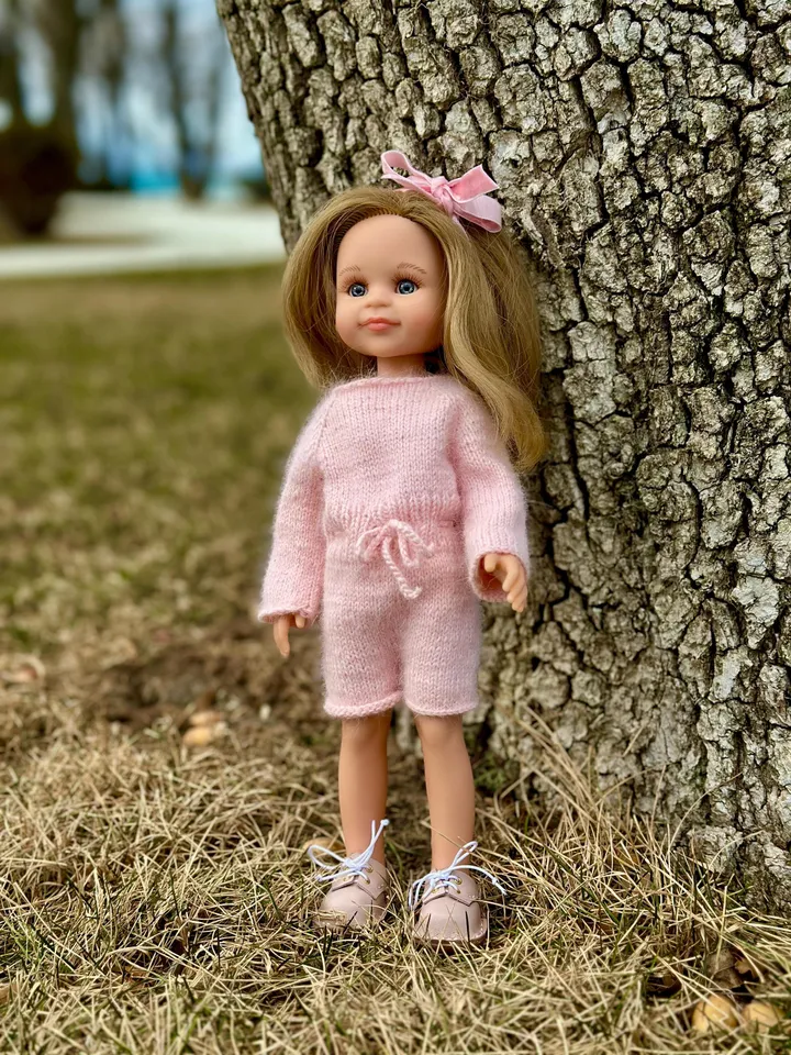 Jumpsuit seamless for Paola Reina KNIT PATTERN and tutorial for Boneka 12-13 inch doll, Ruby Red Siblies, Les Cheries 32 cm PDF eng