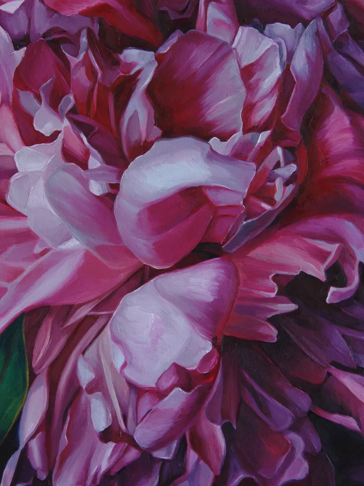 Purple peonies large oil painting