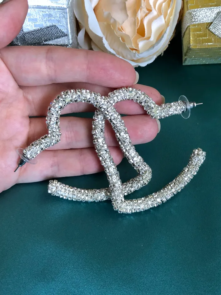 Crystal Heart Hoop Earrings