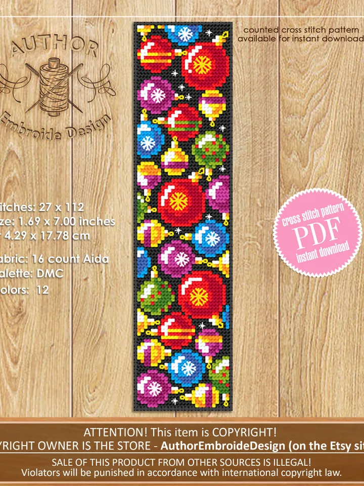 Bookmark set Christmas cross stitch pattern download PDF Holiday handmade bookmark pattern digital PDF, New Year, Christmas embroidery #B237