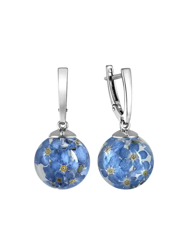 Silver earrings with forget-me-nots