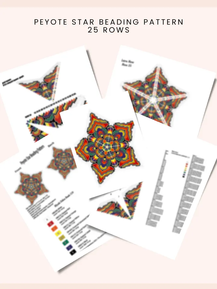Beaded Star, Arabesque Seed Bead Pattern, Peyote Stitch, Multi Colour Ornament for Christmas Tree