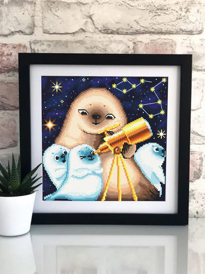 Cute animals cross stitch pattern download PDF Funny seals cross stitch chart, Space embroidery PDF Zodiac cross stitch Baby room decor #K12