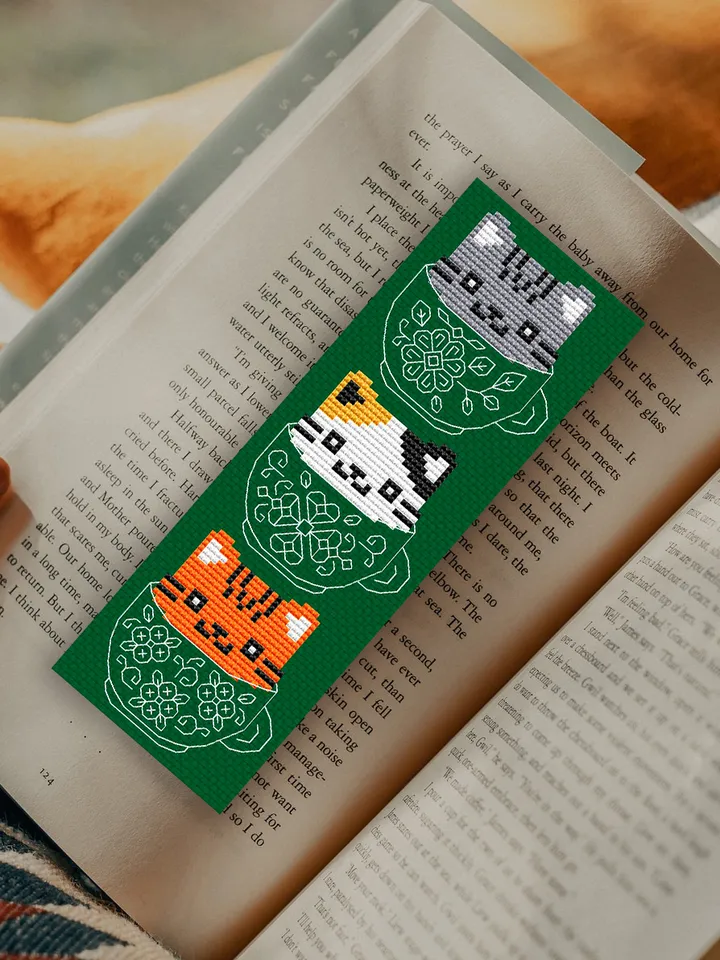 Kittens cross stitch bookmark pattern