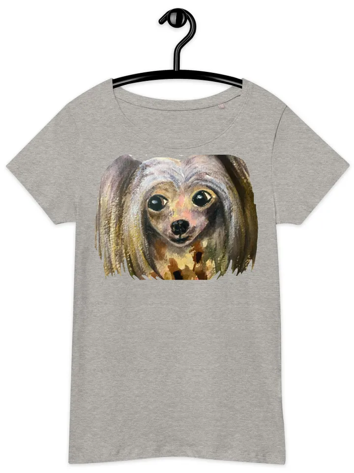 Chinese crested dog Women’s basic organic t-shirt made with my original watercolor painting,unique wearable gift for animals ,dogs lovers.
