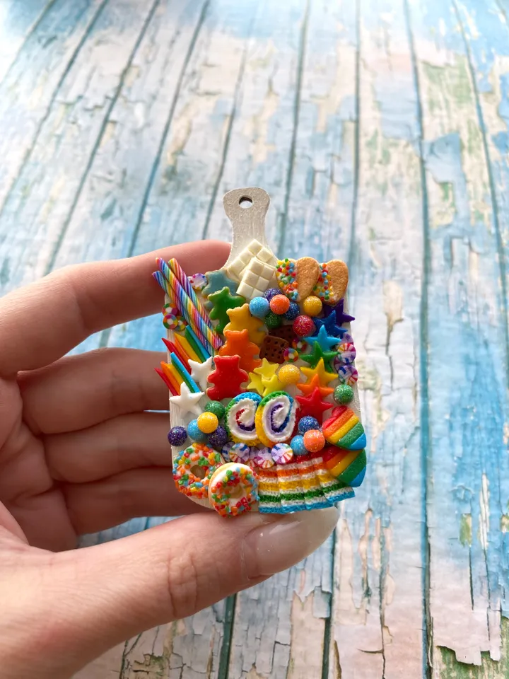 Magnet Miniature Rainbow Charcuterie Board with Polymer clay Souvenir