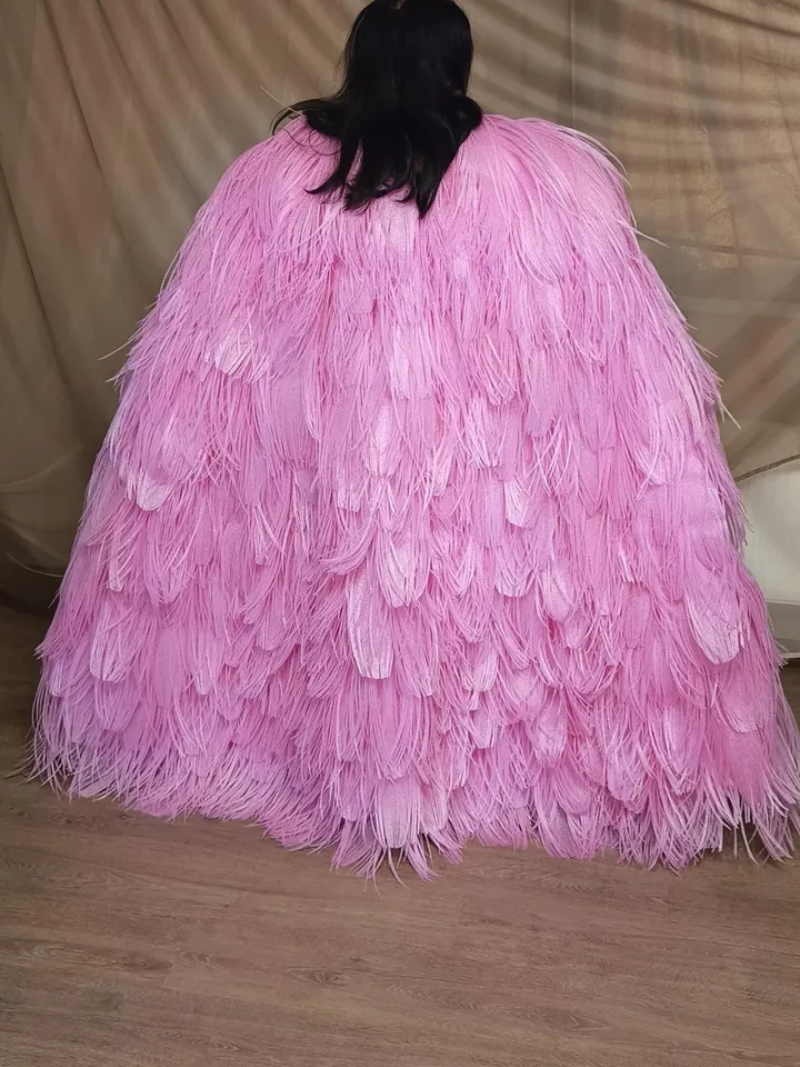 Feature cape, feathers fur coat, feathers, cape