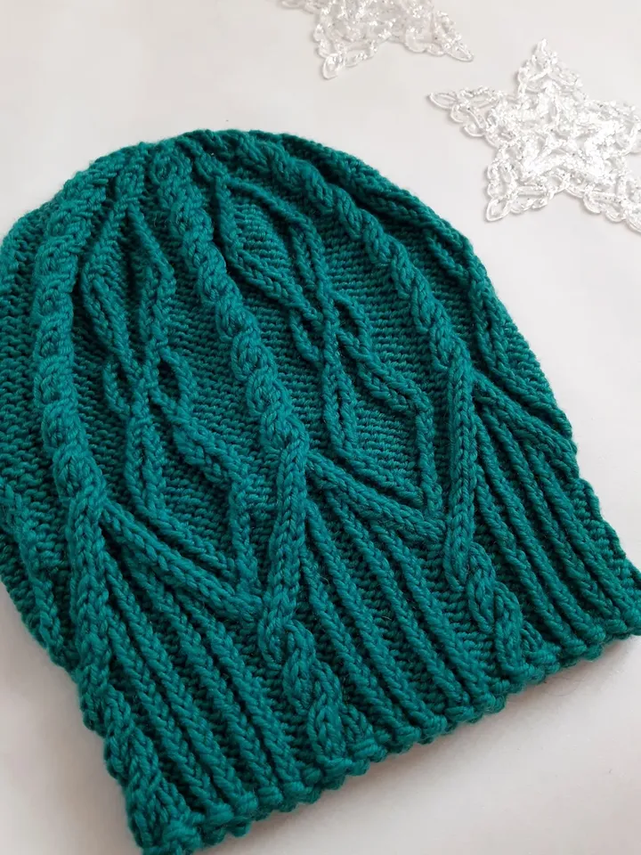 Palmyra Hat Knitting Pattern for 1 Adult Size Beanie with Original Cable and Arans Stitches