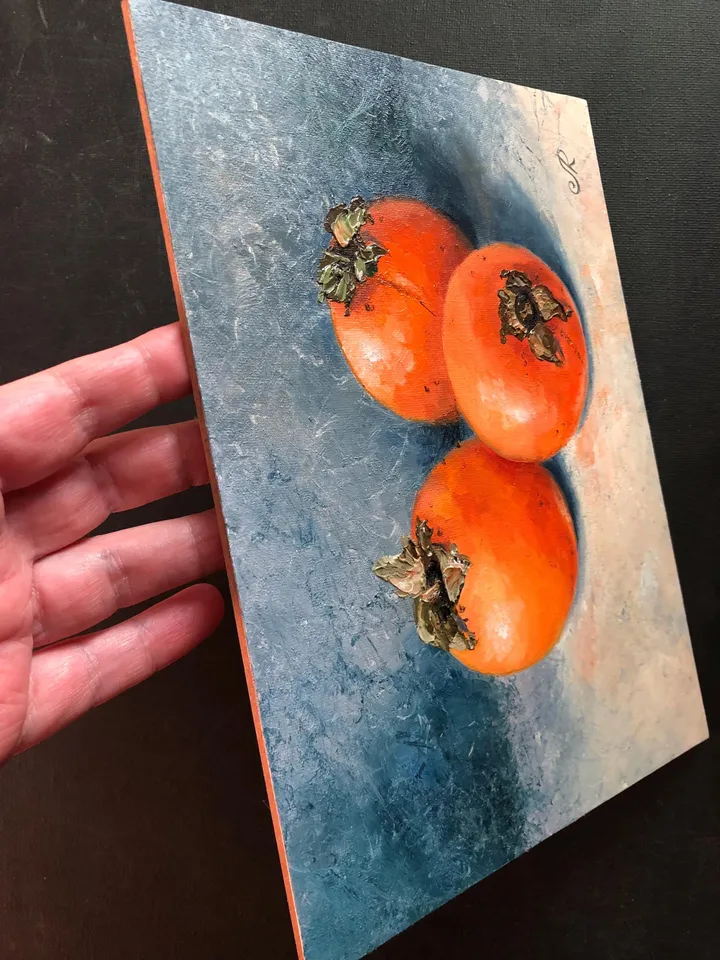 Still Life Original Painting Fruits Oil Painting Persimmons Wall Art