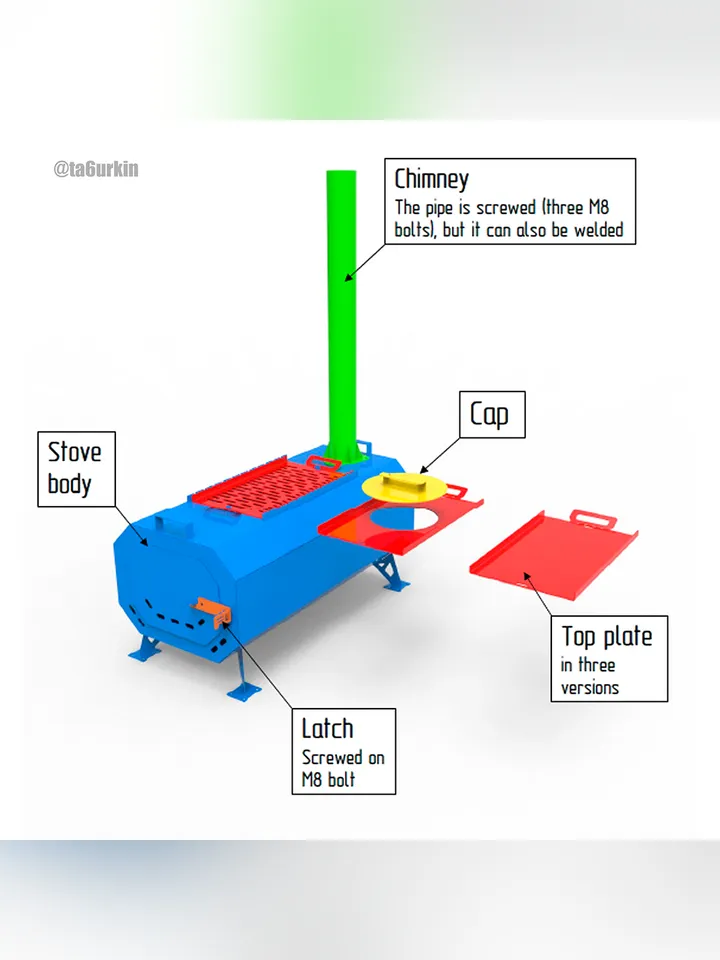 Welding Project Plans Drawings Stove 1 (DXF, PDF)