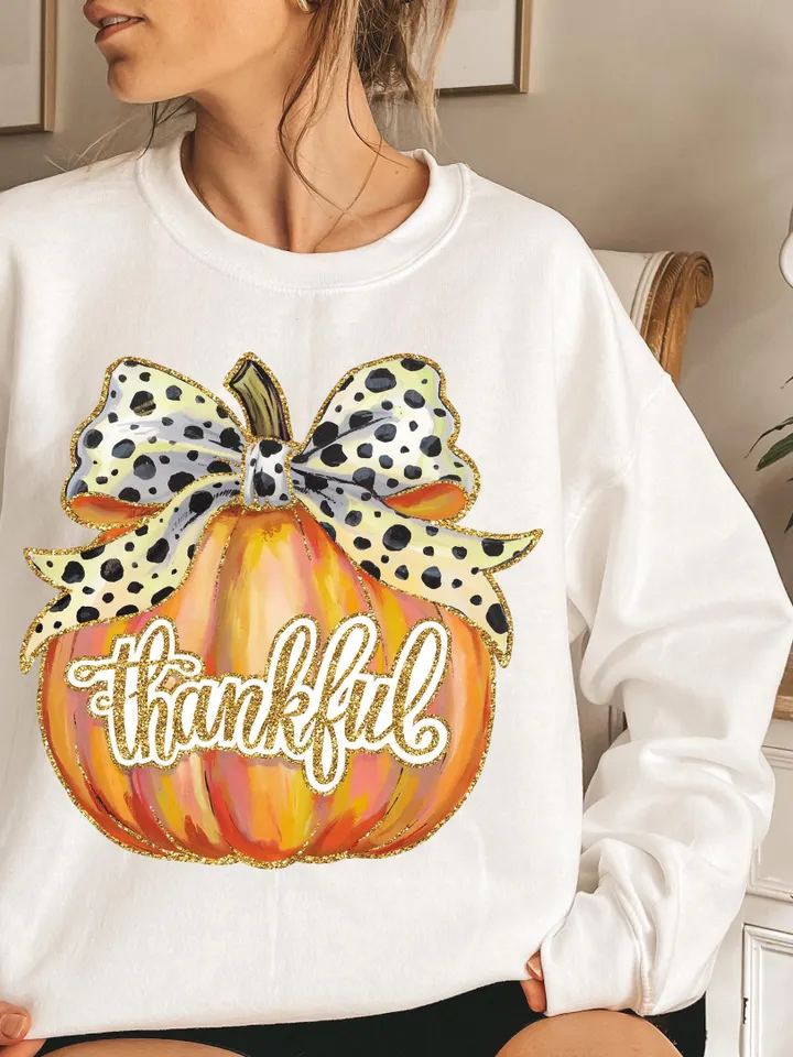 Colorful Coquette Gold Glitter Pumpkin Png Thankful Pumpkins Sublimation Png Trendy Thanksgiving Design Girly Fall Png Acrylic Brushstroke