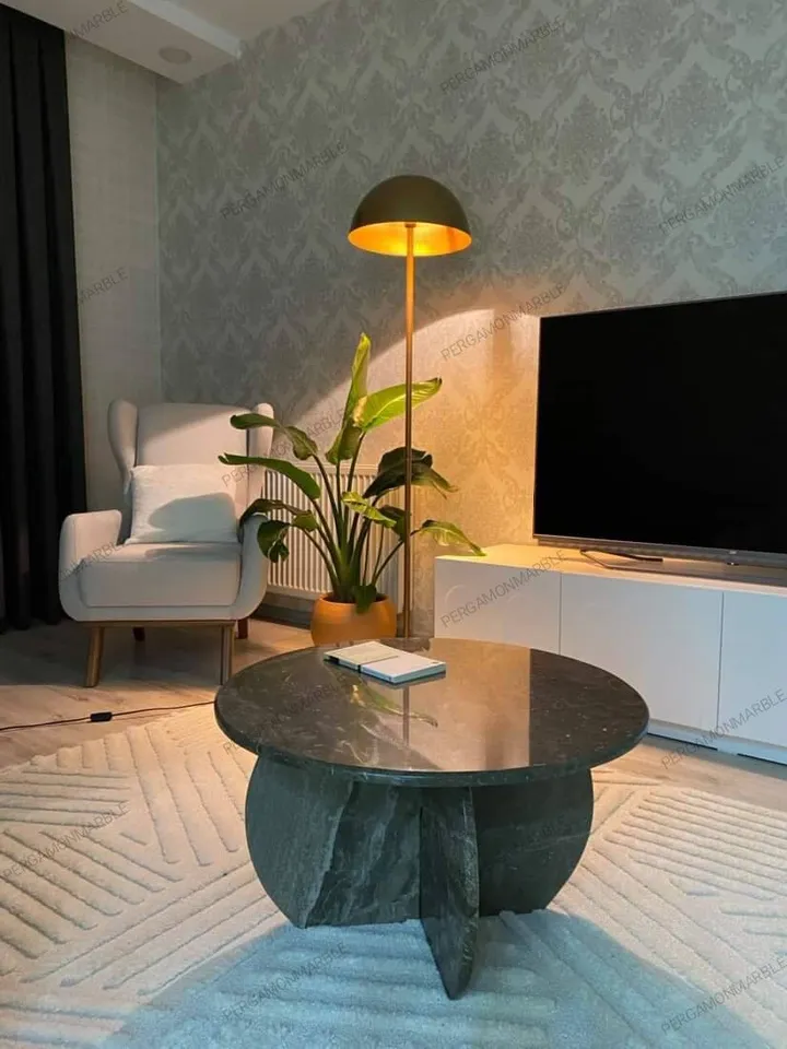 Brown Marble Coffee Table Italian model real marble handmade, Special stone