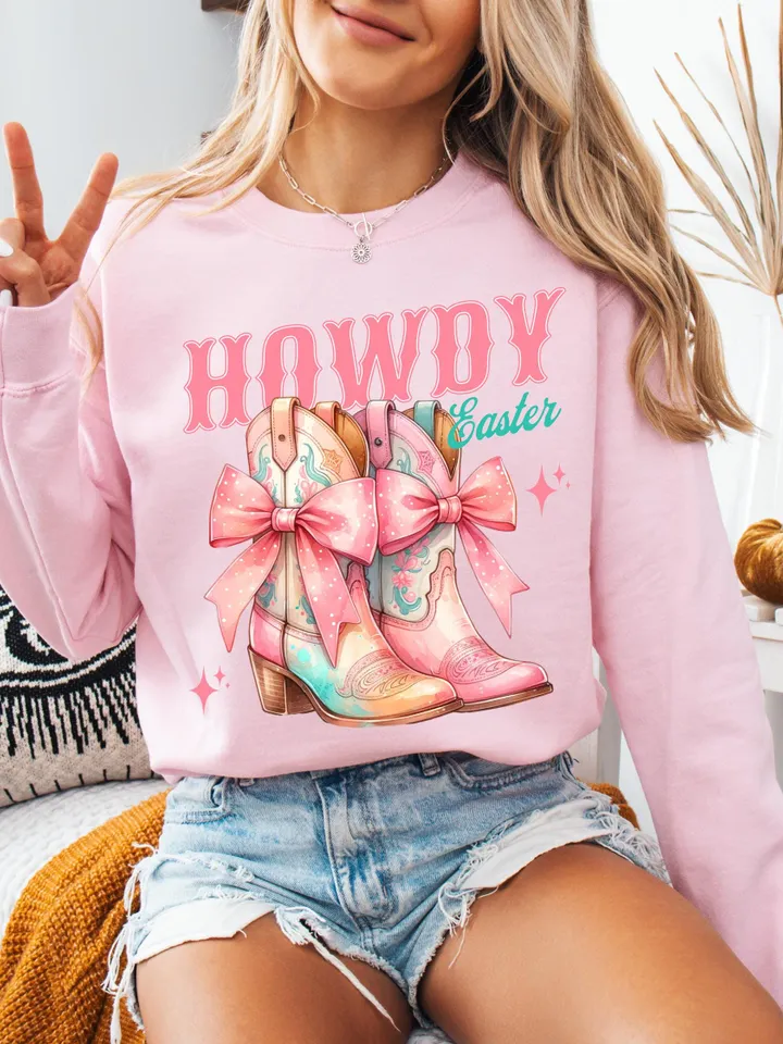 Howdy Easter Png, Western Easter Bunny PNG, Cowboy boots Easter, Happy Easter Png, Funny Easter Png, Retro Easter Shirt