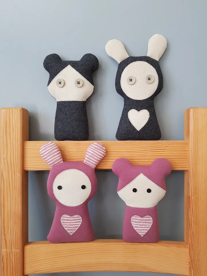 Mini doll sewing pattern PDF digital tutorial in English, rag doll sewing diy