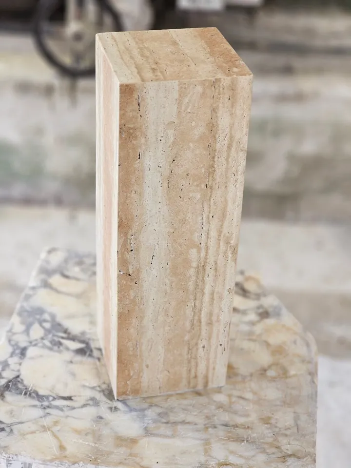 Travertine cube table,nightstand side table end table real travertine handmade and free shipping