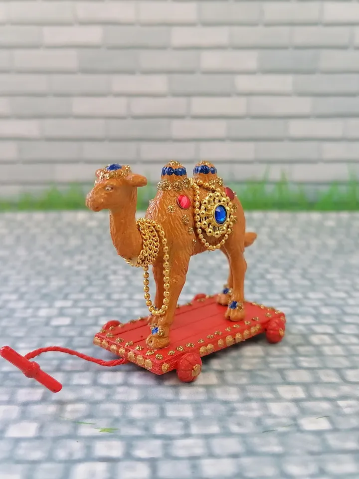 Camel on a cart.Dollhouse miniature.Doll toy.Puppet miniature. 1:12 scale.
