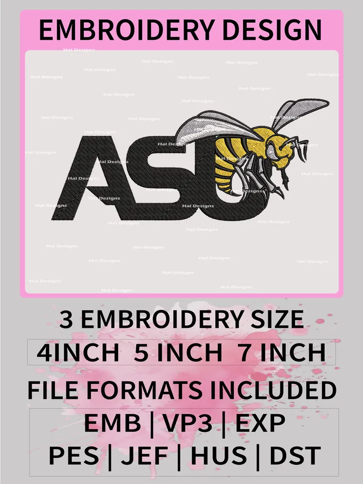 NCAA Alabama State Hornets Embroidery File, 3 Sizes, 6 Formats, NCAA Machine Embroidery Design, NCAA Logo, NCAA Teams